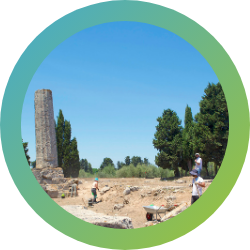 Students conducting archaeological fieldwork in Syracuse, Sicily, exploring ancient ruins and Mediterranean archaeology.